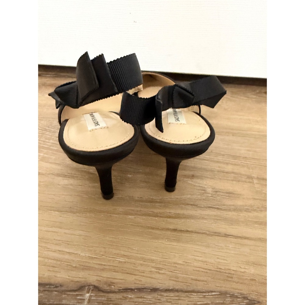 Saks Fifth Avenue Farry Black Fabric Bow Slingback Kitten Heel Pumps Womens 9M - Picture 8 of 14